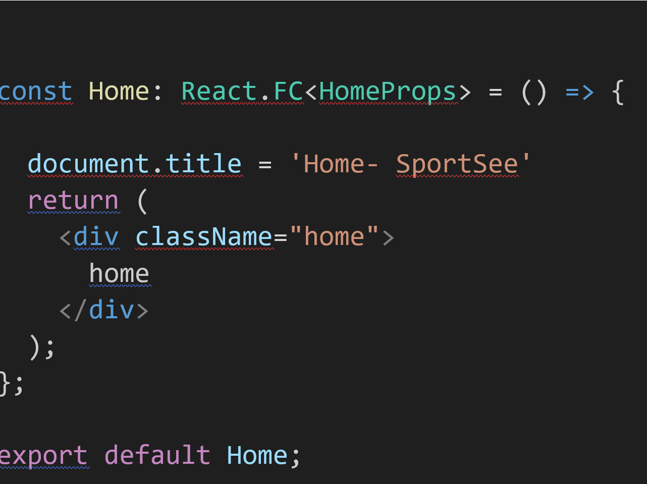 Exemple de titre défini dans React
