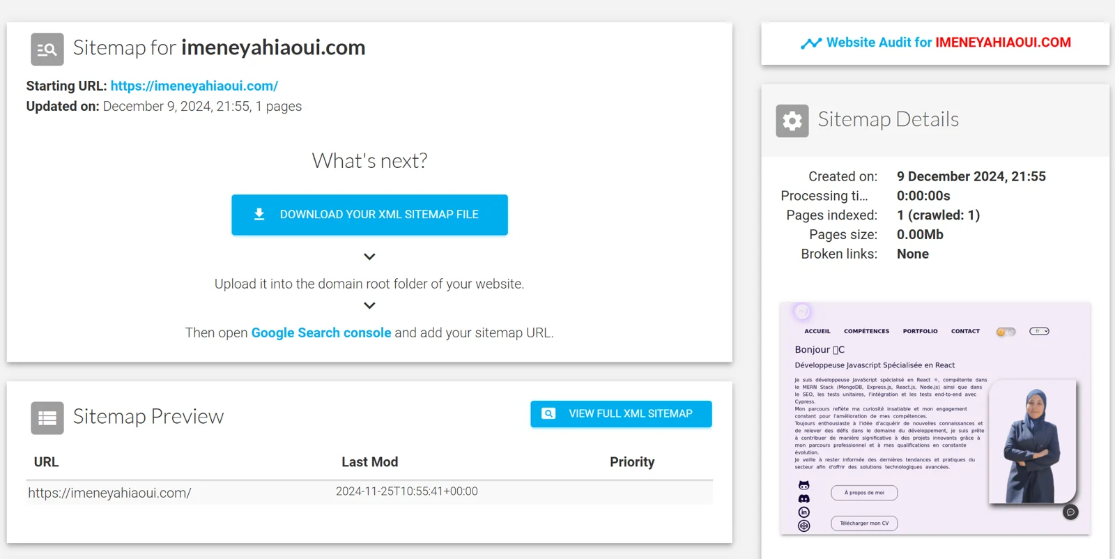 Exemple de plan de site XML généré