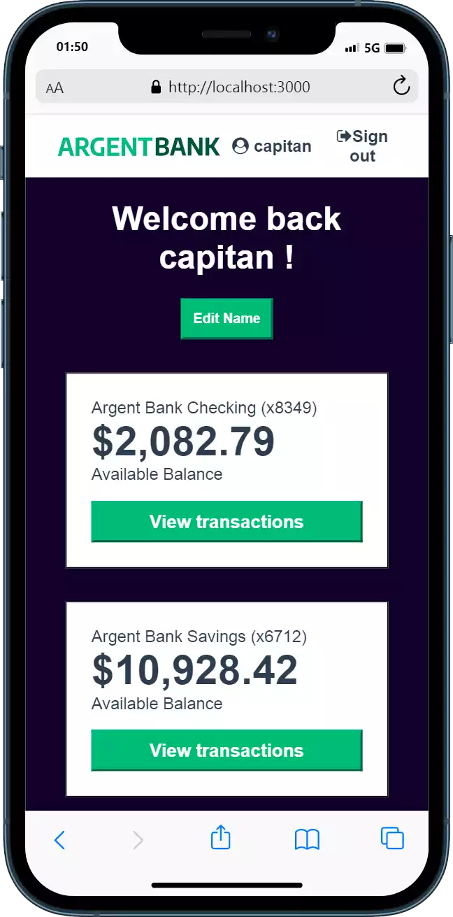 ArgentBank Website thumbnail 2