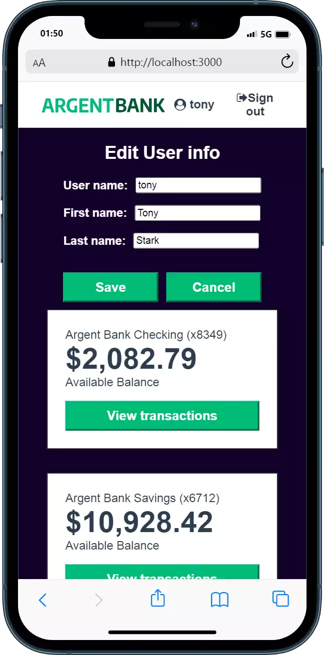 ArgentBank Website thumbnail 3