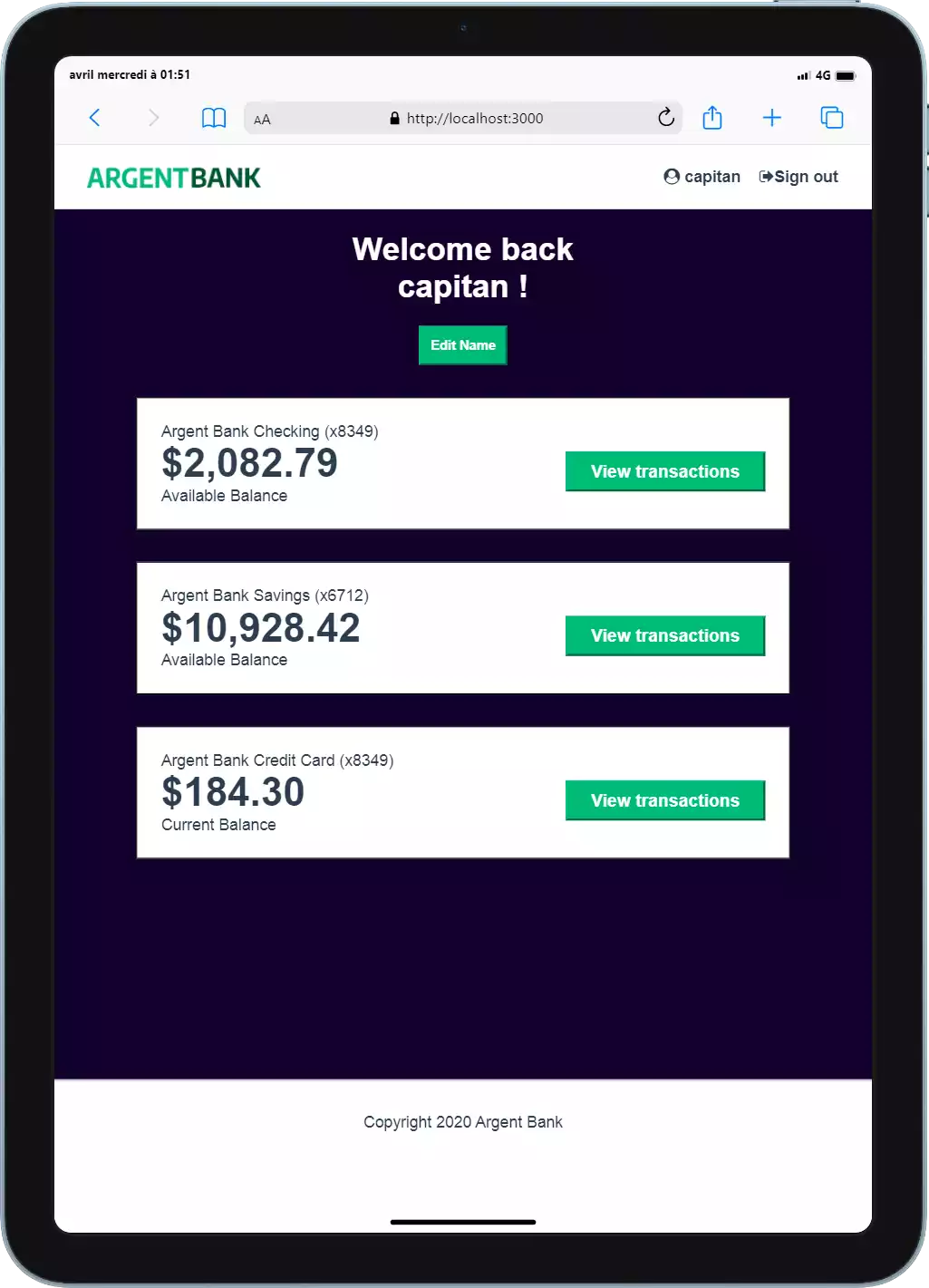 ArgentBank Website thumbnail 4