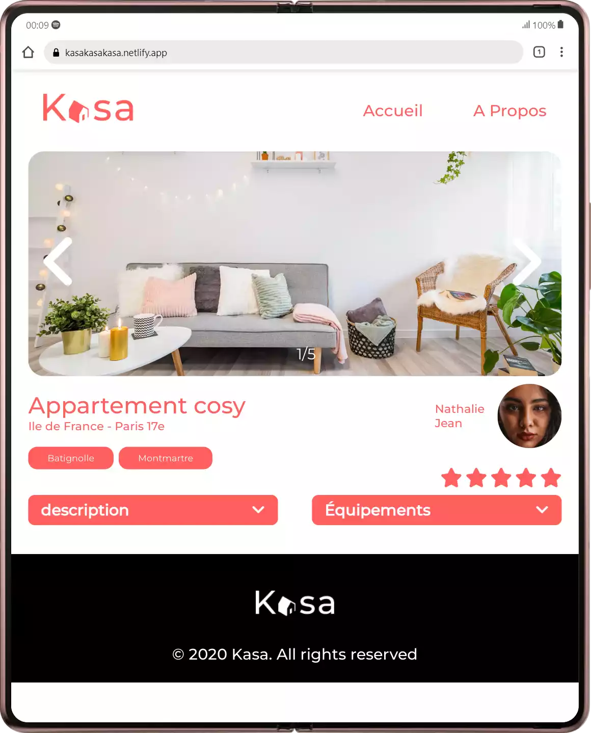 Capture du projet Kasa, vue 1